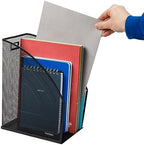 Mind Reader Vertical File Storage, Desktop Organizer, Workspace, Office, Metal Mesh, 6.25" L x 10" W x 12.5" H, Black (Pack of 4) - Image 5