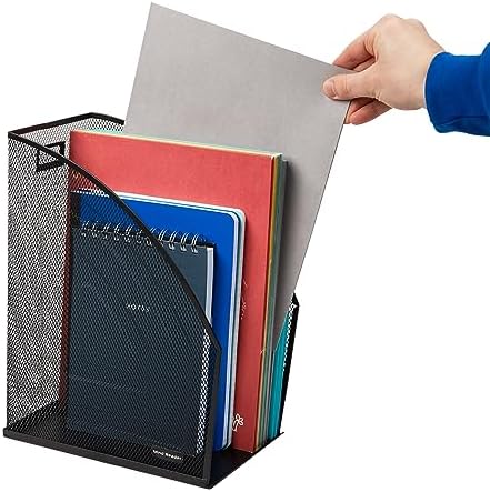 Mind Reader Vertical File Storage, Desktop Organizer, Workspace, Office, Metal Mesh, 6.25" L x 10" W x 12.5" H, Black (Pack of 4) - Image 5