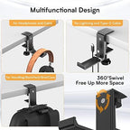 Headphone Stand Headphone Hook, Headphones Stand Under Table Foldable Aluminum Headset Holder Clamp Hanger Mount, Built in Cable Clip Organizer for PC Gaming, Office - Image 4