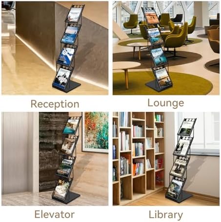 WEWLINE Foldable Magazine Rack, Floor-standing Brochure Display Stand - Image 6