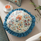 ISAENNE Linen Round Throw Pillow Cover,Set of 2,Diameter 16"-Floralsea A - Image 3