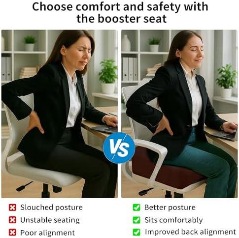 6" Extra Thick Memory Foam Office Chair Cushion – 2-Layer Booster Seat for Back & Tailbone Pain Relief, 18 x 16 x 6in Non-Slip Cushion with Carry Handle for Wheelchair, Car, and Airplane - Image 7