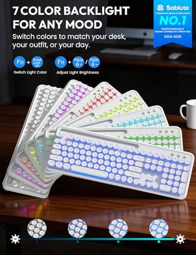 Wireless Keyboard and Mouse, Backlit Typewriter with Magnetic Wrist Rest - Image 2