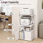 Natwind 4 -Tier Rolling Printer Stand with Power Outlet,23.6"x15.8",White - Image 3
