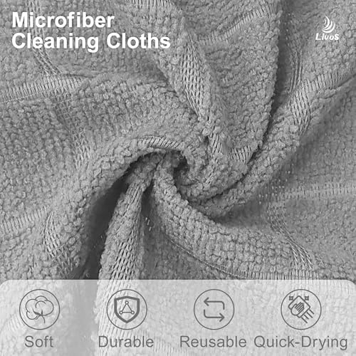 LIVOS Microfiber Cleaning Cloth Roll - 80 Pack, Reusable Paper Towels, Microfiber Towels for Cars, Super Absorbent Lint Free Cleaning Rags for House, Kitchen, Window-Check Grey, 11.5"x11.5" - Image 5
