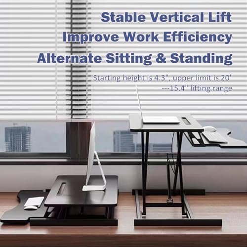 Standing Desk Converter 32" - Sit to Stand Desk Converter for Dual Monitors - Height Adjustable Desk Riser for Standing - Home Office & Corporate Use - Relieve Back Pain (Black) - Image 4