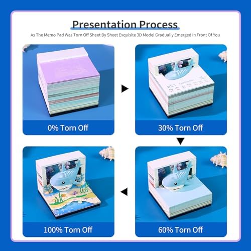 3D Calendar 2027,3D Desk Calendar 2027,Cute Ocean Shark Tear-Off Paper Sculpture Desk Calendars,3D Desk Calendar Memo Pad 2027,3D Memo Pad Creative Tear Away Weekly planner Carving Art Calendar Notepad,Gift,Paper sculpture calendar (Ocean Shark) - Image 6