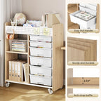 Rolling Craft Cart with 6 Drawers, Pegboard and Locking Wheels Natural - Image 7