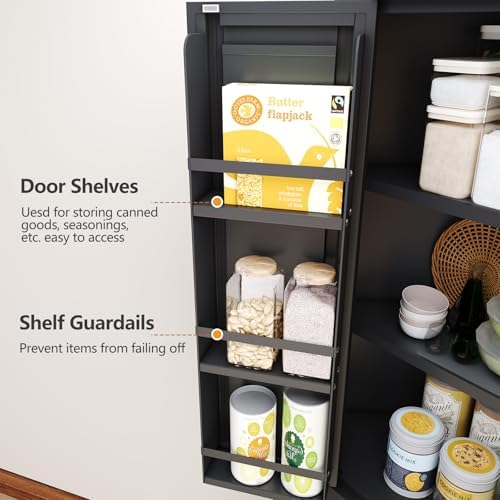 GAIOUS 63" Metal Corner Kitchen Pantry Cabinet, Food Storage Cupboard Black - Image 7
