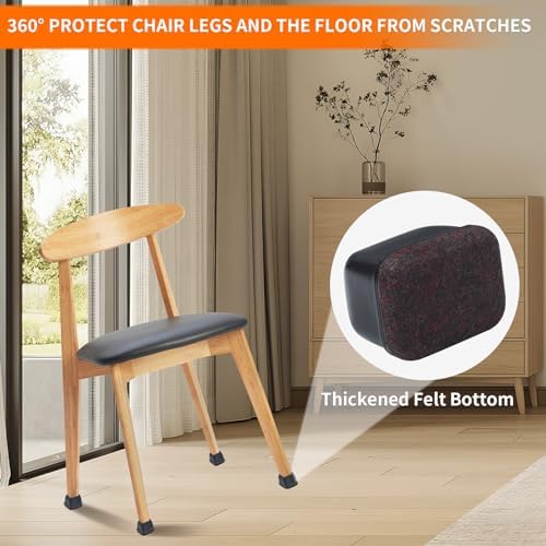 Ezprotekt 24 Pcs Rectangle Felt Chair Leg Floor Protectors for Hardwood Floors, Rectangle Black Silicone Furniture Pads Caps Covers for Chair Desk Table (Fit L :1.3-1.7", W: 0.6-0.9") - Image 3