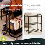 2 Tier Cart with Wheels Heavy Duty Metal Rolling Storage Cart for Under Desk Storage, Short Small Utility Shelf for Pantry Kitchen Bathroom Laundry, Home Organizer with Large Basket, Black - Image 4