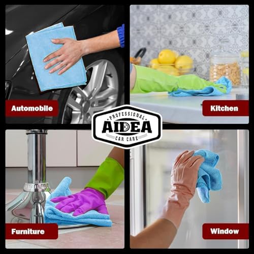 AIDEA Microfiber Cleaning Cloth,150PK, Blue Shop Towels, Shop Rags 12"×12" - Image 5