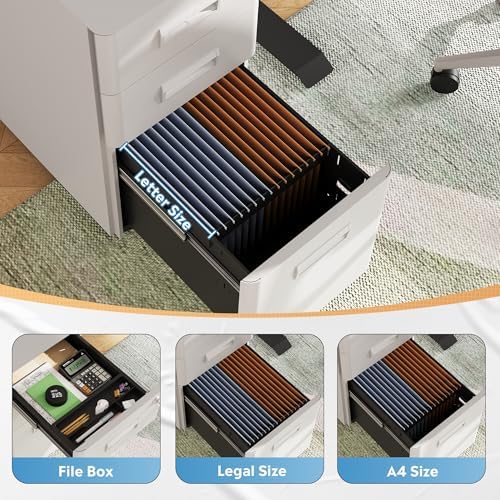DEVAISE 3 Drawer File Cabinet on Wheels, Fully Assembled Except Casters - Image 4