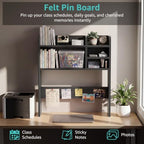 30" Black Desk Hutch Dorm Top Only with Sheves Felt Board for College - Image 4