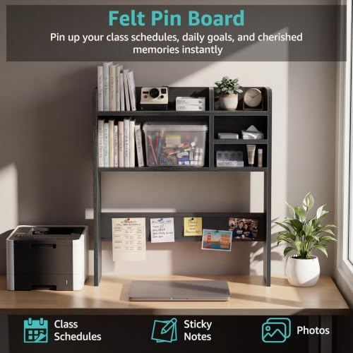 30" Black Desk Hutch Dorm Top Only with Sheves Felt Board for College - Image 4