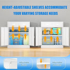 BESFUR Metal Storage Cabinet with Doors and Shelves, 36" H Locking Storage Cabinet with 1 Drawers, Reinforced Heavy Duty Metal Cabinets for Garage, Office, Home(White) - Image 6