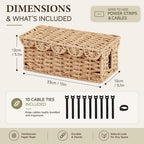 Woven Cable Management Box with Scalloped Lid, 13 Inch Cord Box - Image 2