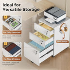 DEVAISE 3 Drawer Wood File Cabinet with Individual Locks, White - Image 5