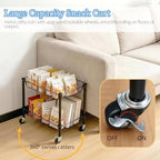 2 Tier Rolling Pantry Cart on Wheels Thick Metal Pantry Floor Organizer Small Utility Cart for Small Space, Fruit Vegetables Rack for Kitchen, Under Desk Storage Onion Potato Storage Basket, Black - Image 4
