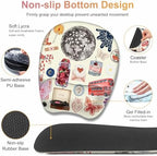Beige Mouse Pad with Wrist Support 4 in1 Set, XXL Big Game Mousepad + Keyboard Wrist Rest + Mouse Wrist Rest Pad +Coaster Gaming Mat for Home Office Work Computer I Cute Design Stickers - Image 4