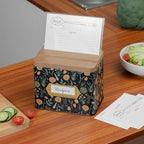 Cabbrix Recipe Box with 50 Cards and 24 Dividers, 4x6 Recipe Card Box Set, Wooden Lid with Phone Holder and Recipe Holder, Beautiful Metal Recipe Organizer, Floral - Image 4