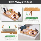 Couch Tray Insert with 2 Cup Holders, 2-in-1 Bamboo Insert & Flat Sofa Organizer, Fits Sectionals or Ottomans for Drinks, Snacks and Remotes, 15.35" x 9.84" - Image 3