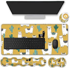 Mouse Pad Set,(31.5×11.8 in) Desk Pad + Keyboard Wrist Rest Support + Mouse Wrist Rest + Coaster for Office,Home,Computer,Laptop - 4 Cute Alpaca by FGDRFGRW