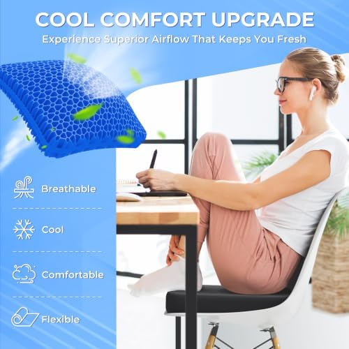 TushGuard Gel Seat Cushion for Long Sitting, Breathable Thick Patent Design - Image 3