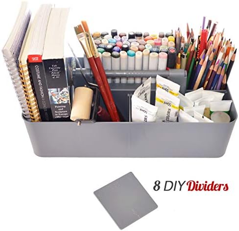 -Large Portable Caddy, DIY Dividers, 8 Compartments, School Office Supplies Home Business Organizer,Portable Basket with Handle Storage Made in USA (6 PACK, Orion Gray) - Image 3