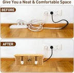 Cable Management Box - 2 Pack Cord Hider Organizer Boxs - Small & Medium Szie Power Cover Cord Box, Handwoven Rattan Cable Organizer for TV Computer USB Hub Power Strips & Cords - Image 6