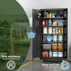 SUXXAN Wide & Deep 71"x34"Wx18 D Metal Garage Storage Cabinet Black - Image 6