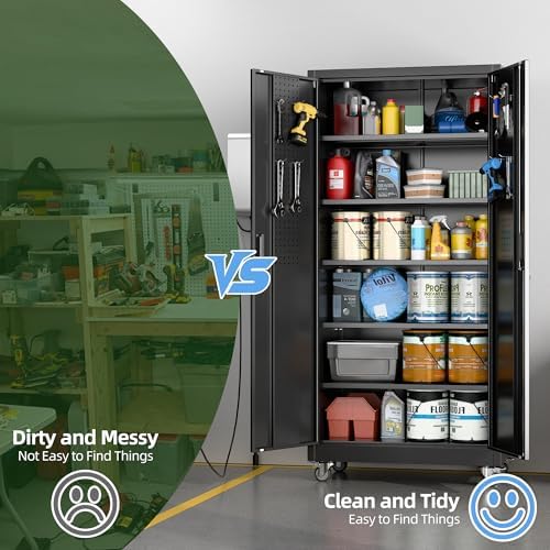 SUXXAN Wide & Deep 71"x34"Wx18 D Metal Garage Storage Cabinet Black - Image 6