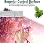 31.5"x 11.8" Oversized Gaming Mouse Pad Set, Ergonomic Keyboard and Mouse Wrist Rest + Cup Holder, Non-Slip Desktop Pad, Suitable for Home and Office Use, Pink Butterfly Flower - Image 4