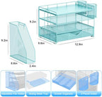 gianotter Desk Organizers and Accessories with File Holder, 4-Tier Desk Accessories & Workspace Organizers with Drawer and 2 Pen Holder, Desk Reference Organizer (Blue, 4T with Metal Drawer) - Image 5