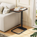 Kitstorack TV Tray Table, Adjustable Height & Rounded Metal Corners, Snack Table for Couch, Sofa, Bed, Chair, Living Room, C Shaped End Side Table for Eating, Dinner or Laptop, Small Spaces, Espresso - Image 2