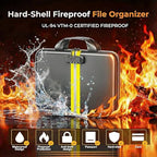 Fireproof Document Organizer with Lock, Semi-Rigid EVA Shell File Box with 13-Pocket Accordion Folder, Water-Resistant Storage for Important Documents, Passports & Certificates - Image 2