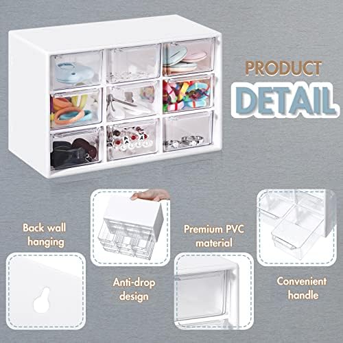 Amyhill 6 Pcs Mini Drawer Organizer Small Organizer with 9 Drawers Plastic Desktop Craft Storage Box for Office Home Room Jewelry Cosmetics Collection(White) - Image 4