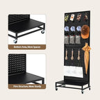 Eastern Tree Metal Pegboard Display Stand 2'x 5'with Base Plate, Pegboard Panels Display with Wheels, Peg Board Display Rack, Standing Pegboard Display with 30 Hooks - Black - Image 5