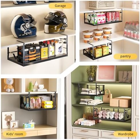PrueBox Under Shelf Storage Basket Organizer Adjustable Heavy Duty Hanging - Image 6