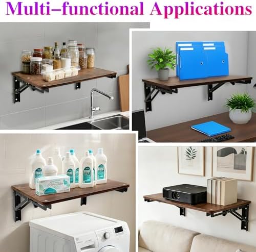 Wooden Folding Shelf Wall Mounted for Small Space, Fold Down Desk for Home - Image 7