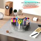 CraftGenes 2 Packs Rotating Clear Acrylic Pen Holder, Marker Organizer - Image 6