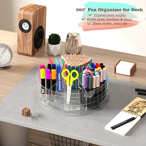 CraftGenes 2 Packs Rotating Clear Acrylic Pen Holder, Marker Organizer - Image 6