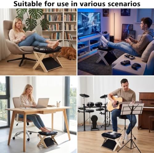 Under Desk Footrest Ergonomic Wooden Foot Stool Foot Rest with 3 Heights - Image 4