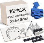 16 Pack 9"x12" Small White Board, Personal Whiteboard for Students, Dry Erase Boards Double-Sided Lapboard, White Boards Easy to Clean, Dry Erase Board for Kids Classroom by Unknown