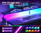 ODK 40 Inch L Shaped Gaming Desk with LED Lights, Power Outlets, Black - Image 5