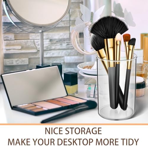 Crtiin 20 Pack Clear Acrylic Pen Holder Makeup Brush Round Pencil Holder for Desk Pen Cups Desk Organizers and Storage Desktop Stationery Organizer for Office School Home Supplies - Image 4