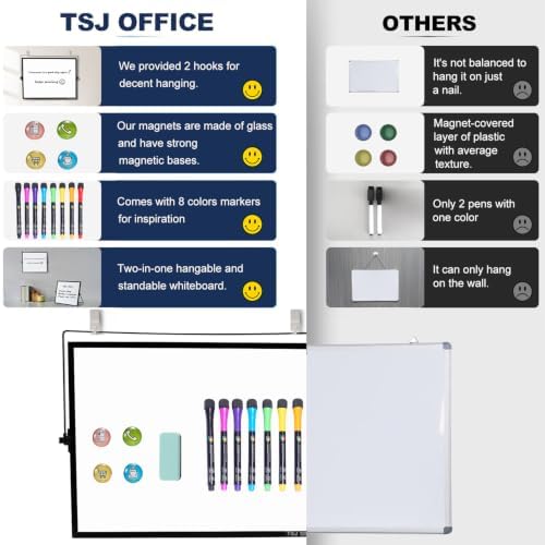 TSJ OFFICE Small White Board - 18 X 14 Inches Black Framed Dry Erase Board - Image 2