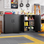 Letaya Metal Storage Cabinets with Lock, Small Locker Steel Cabinets, Adjustable Shelves 2 Doors for Home,Office, Warehouse,Garage(Black-36) - Image 6