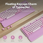 Wireless Keyboard Mouse Combo, Purple, Round Keycaps, Magnetic Wrist Rest - Image 3
