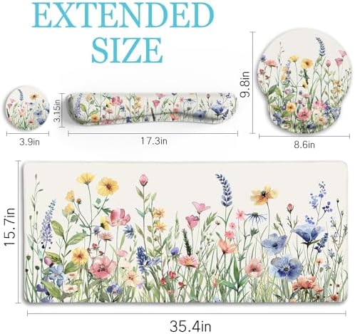 LIMKRIAN Flower Mouse Pad Set Floral Large Desk Matt for Desktop - Image 6